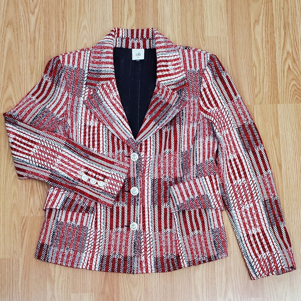 Cabi Medium Blazer Jacket Stretch Patchwork Nauti… - image 2